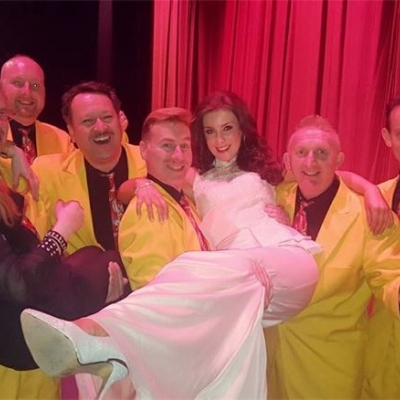 Margaret celebrates with the Jive Aces after the curtain went down!