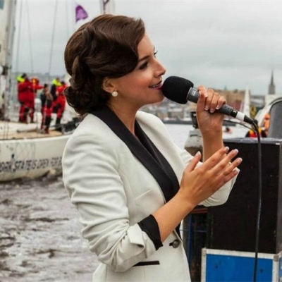 Margaret singing at the closing ceremony of the