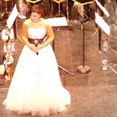 Margaret enjoying the applause at her concert with the Lindley Band
