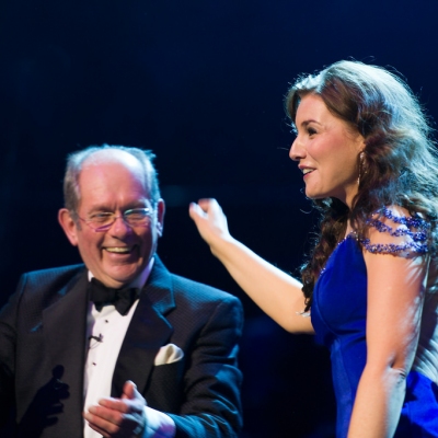 Margaret enjoys the great applause on stage at The Royal Albert Hall